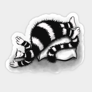 Weird Cat Sleeping On Fat Pillow Sticker